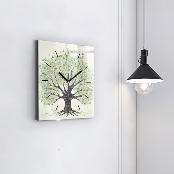 Čtvercové nástěnné hodiny Velký strom příroda