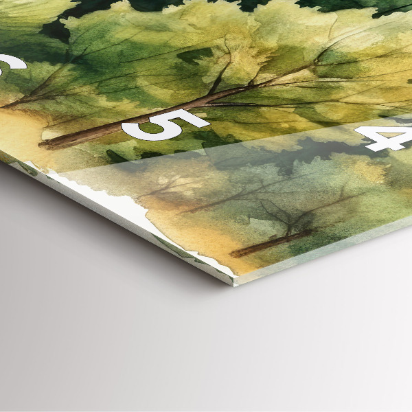 Čtvercové nástěnné hodiny Krajina lesa