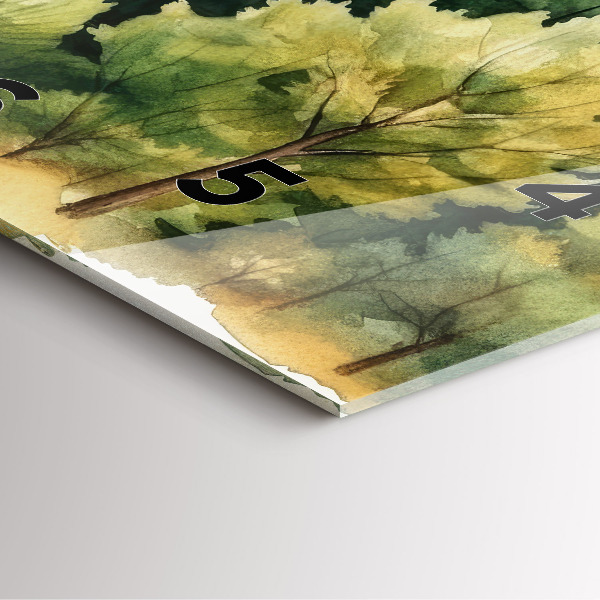 Čtvercové nástěnné hodiny Krajina lesa