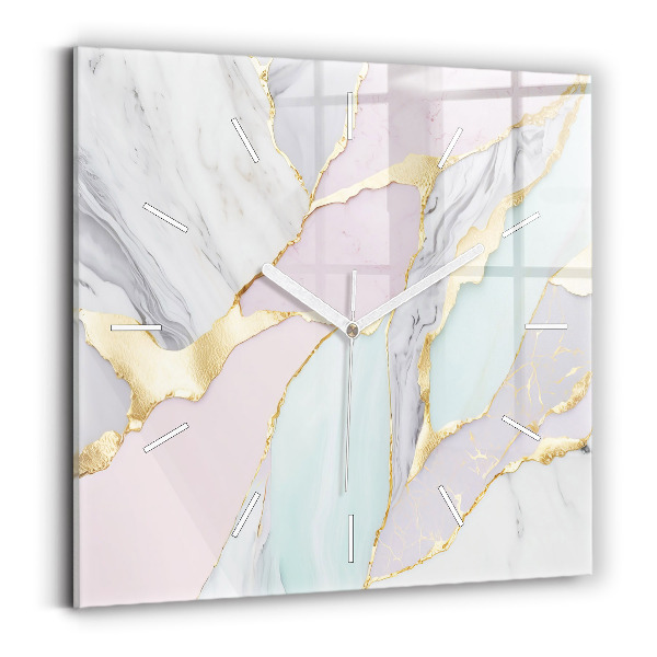 Čtvercové nástěnné hodiny Mramorový vzor