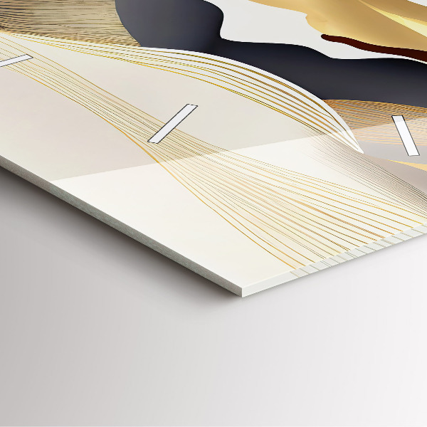 Čtvercové nástěnné hodiny Abstraktní zlaté hory