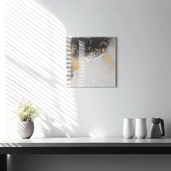 Čtvercové nástěnné hodiny Umělecký mramor