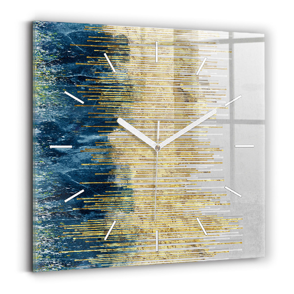 Čtvercové nástěnné hodiny Dekorativní vzor a zlato