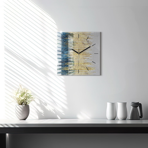 Čtvercové nástěnné hodiny Dekorativní vzor a zlato