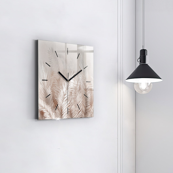 Čtvercové nástěnné hodiny Tropické boho listy