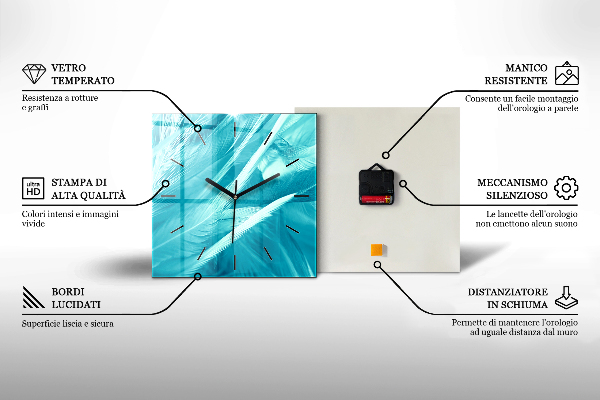 Čtvercové nástěnné hodiny Tropické boho listy