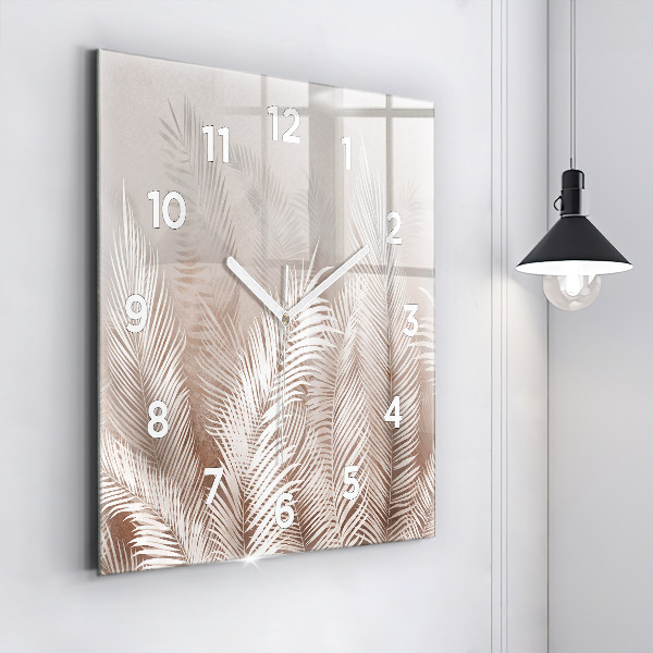 Čtvercové nástěnné hodiny Tropické boho listy