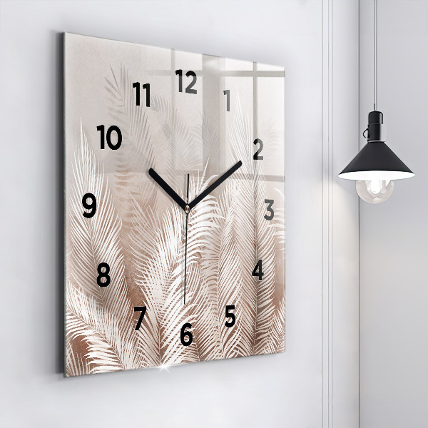 Čtvercové nástěnné hodiny Tropické boho listy