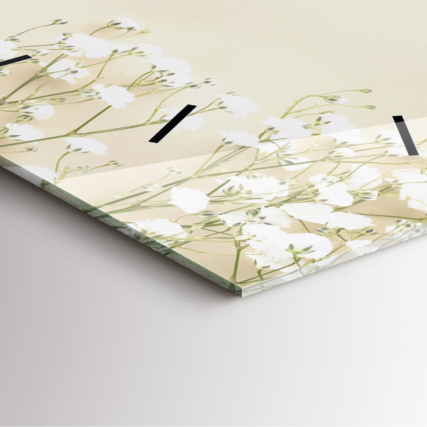 Čtvercové nástěnné hodiny Rozkvetlé květy gypsophily