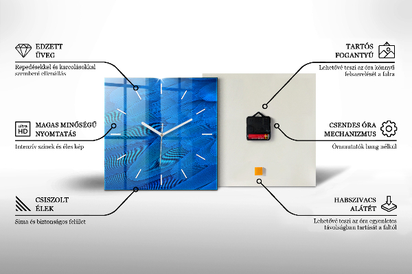 Čtvercové nástěnné hodiny Abstraktní duha