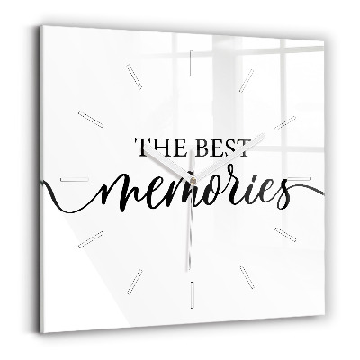 Čtvercové nástěnné hodiny Vzpomínkový nápis