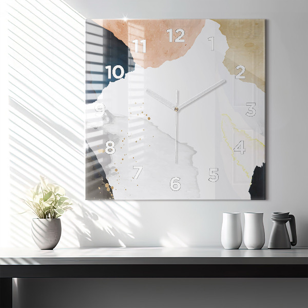 Čtvercové nástěnné hodiny Skvrny abstraktní