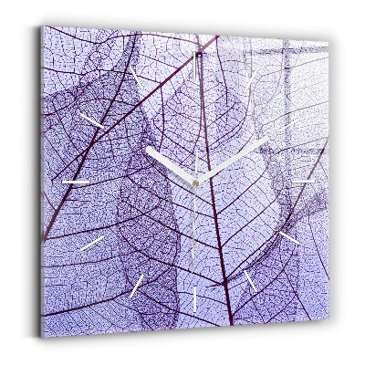 Čtvercové nástěnné hodiny Listy - příroda