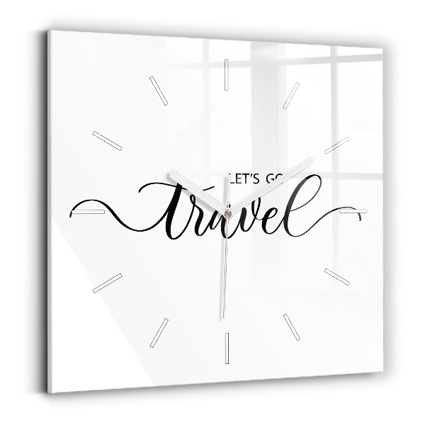 Čtvercové nástěnné hodiny Cestovní nápis