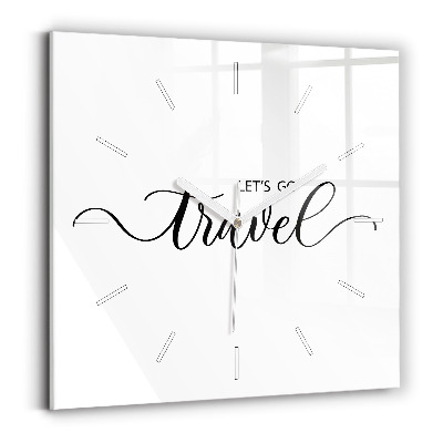 Čtvercové nástěnné hodiny Cestovní nápis