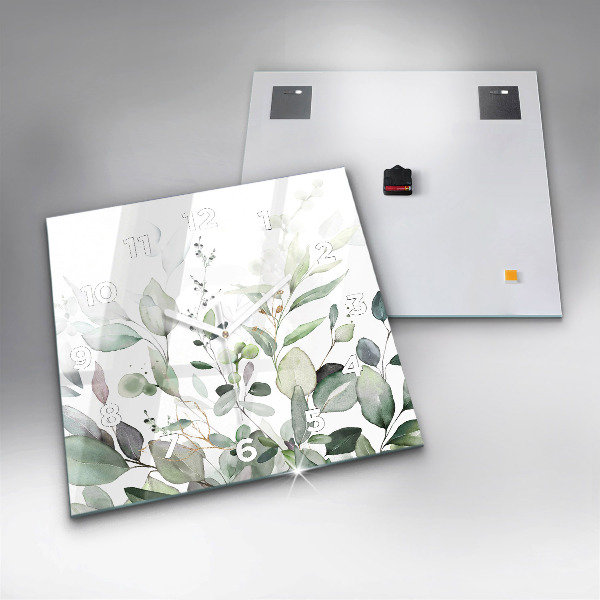 Čtvercové nástěnné hodiny Listy rostlin
