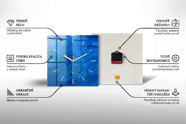 Čtvercové nástěnné hodiny Skica hor