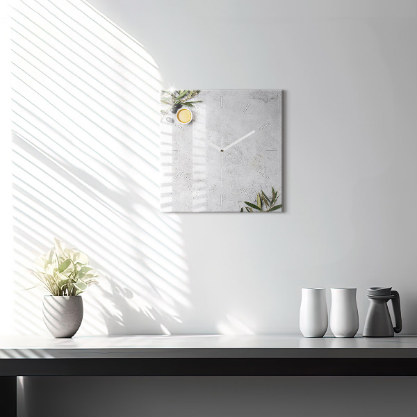 Skleněné hodiny čtvercové Minimalistické olivy
