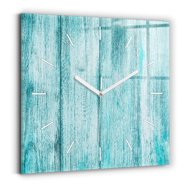 Skleněné hodiny čtvercové Modré staré dřevo