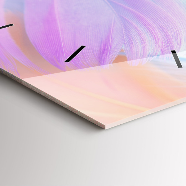 Skleněné hodiny čtvercové Barevné peří