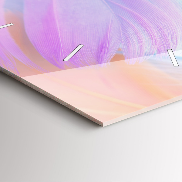 Skleněné hodiny čtvercové Barevné peří