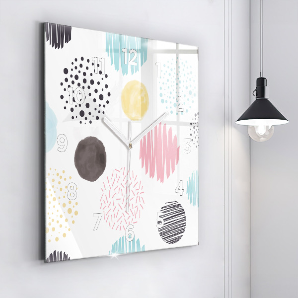 Skleněné hodiny čtvercové Geometrický vzor