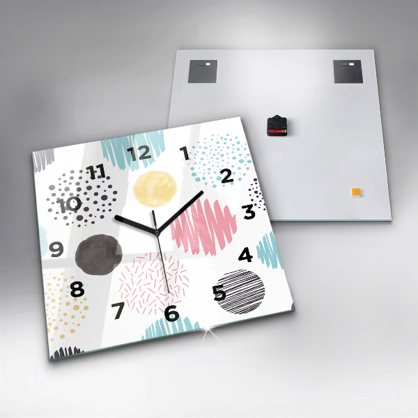 Skleněné hodiny čtvercové Geometrický vzor