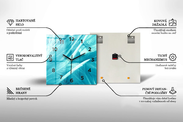 Skleněné hodiny čtvercové Západ slunce na pláži