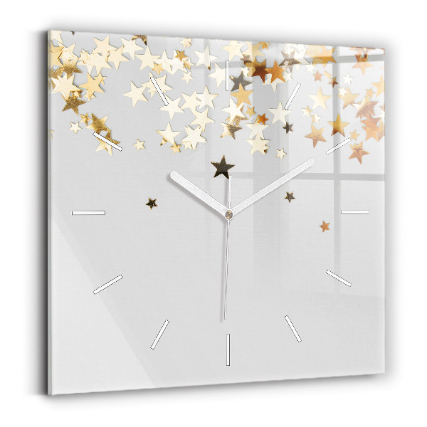 Skleněné hodiny čtvercové Hvězdy na světlém pozadí