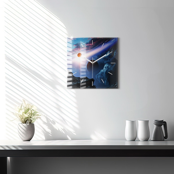 Skleněné hodiny čtvercové Velká galaxie