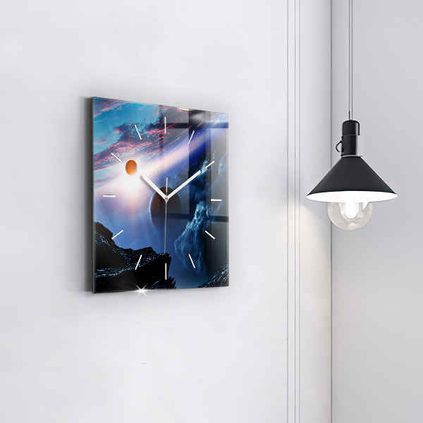 Skleněné hodiny čtvercové Velká galaxie