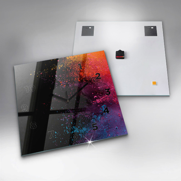 Skleněné hodiny čtvercové Exploze barev