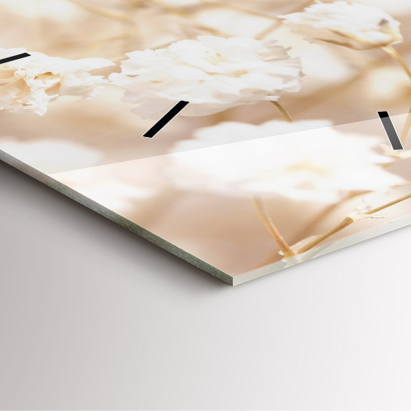 Skleněné hodiny čtvercové Malé bílé květy