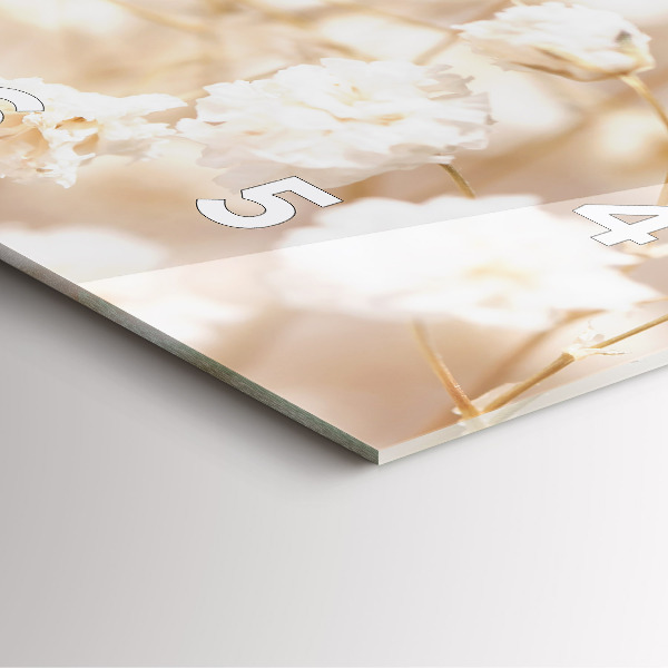 Skleněné hodiny čtvercové Malé bílé květy