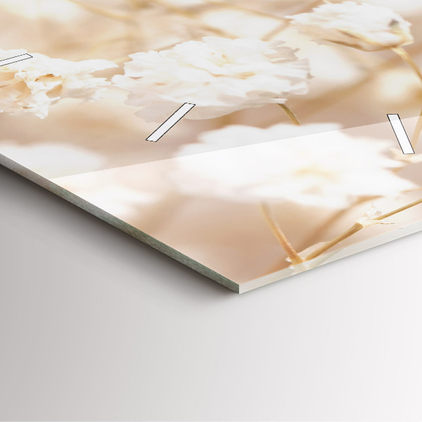 Skleněné hodiny čtvercové Malé bílé květy