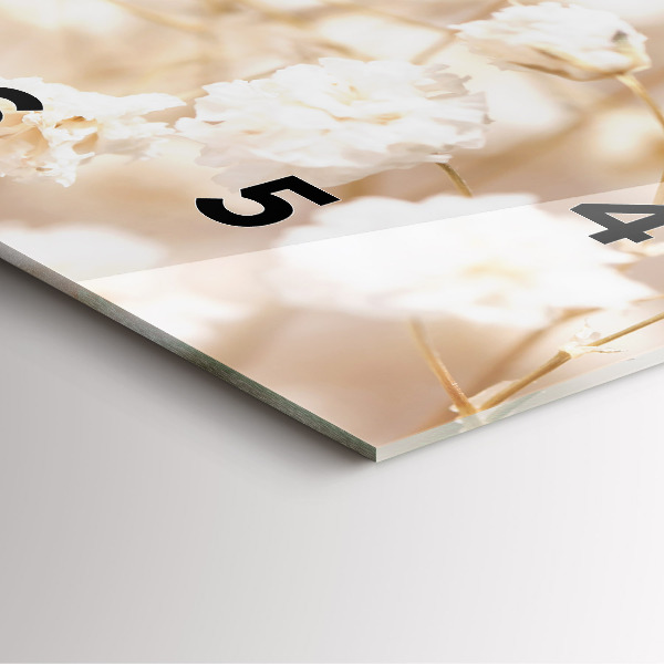 Skleněné hodiny čtvercové Malé bílé květy