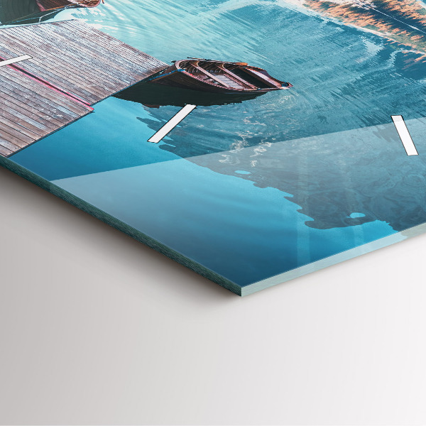 Skleněné hodiny čtvercové Lodě na jezeře