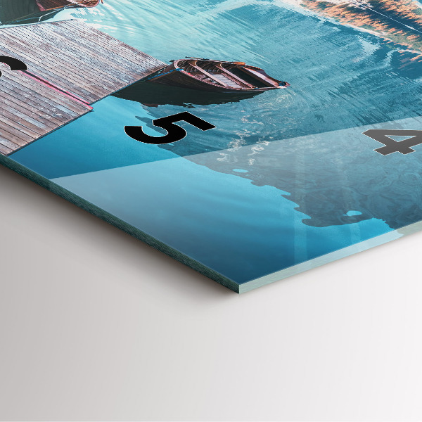 Skleněné hodiny čtvercové Lodě na jezeře