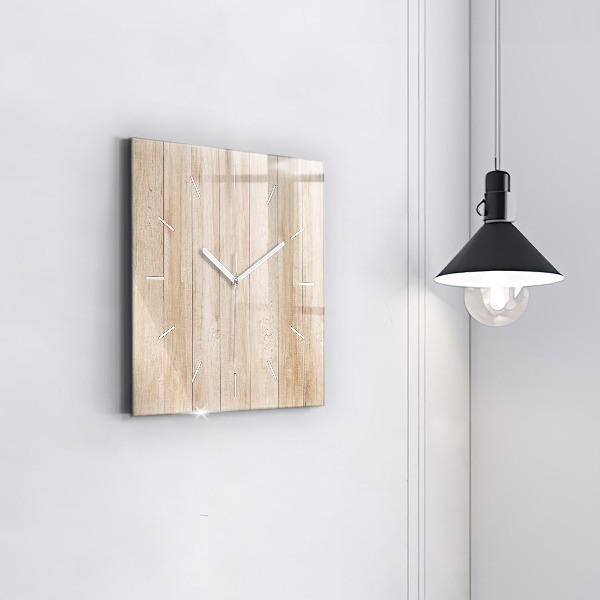 Skleněné hodiny čtvercové Dřevěná textura