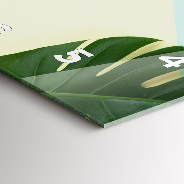 Skleněné hodiny čtvercové Listy monstery