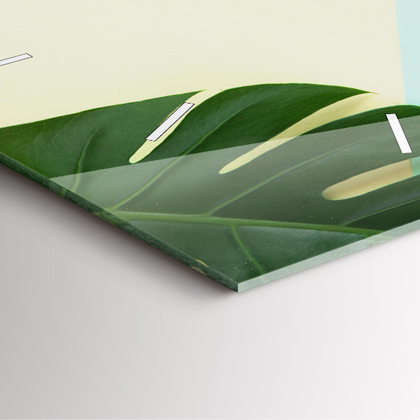 Skleněné hodiny čtvercové Listy monstery