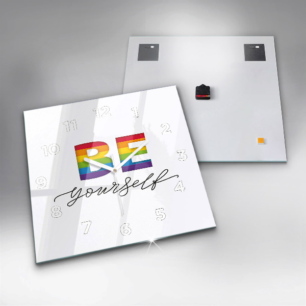 Skleněné hodiny čtvercové Nápis Buď sám sebou