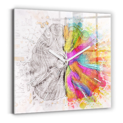Skleněné hodiny čtvercové Abstraktní mozek