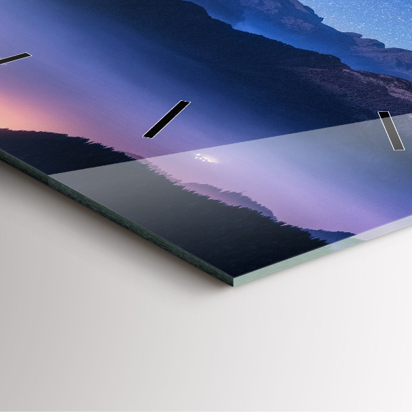 Skleněné hodiny čtvercové Mléčná dráha a hory