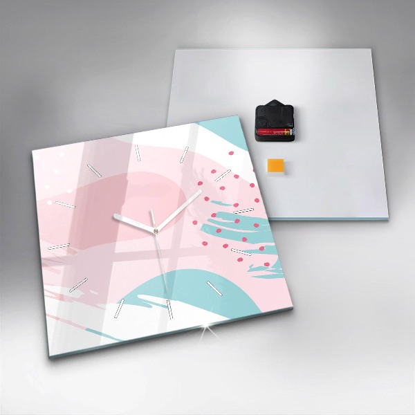 Skleněné hodiny čtvercové Pastelová abstrakce