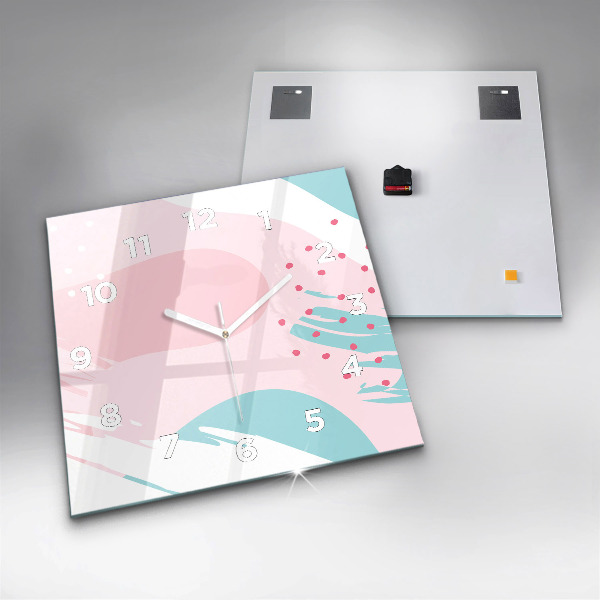 Skleněné hodiny čtvercové Pastelová abstrakce