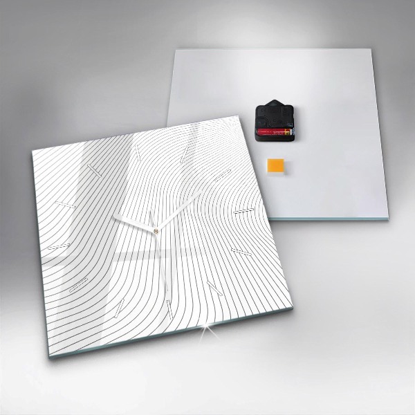 Skleněné hodiny čtvercové Čáry abstraktní