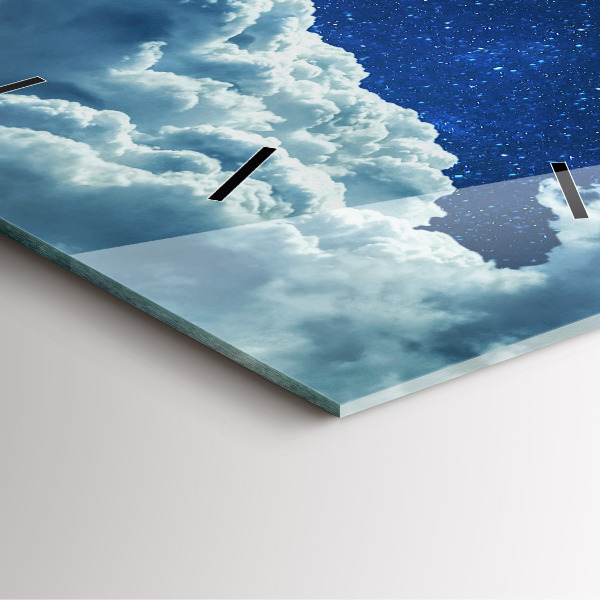 Skleněné hodiny čtvercové Noční obloha