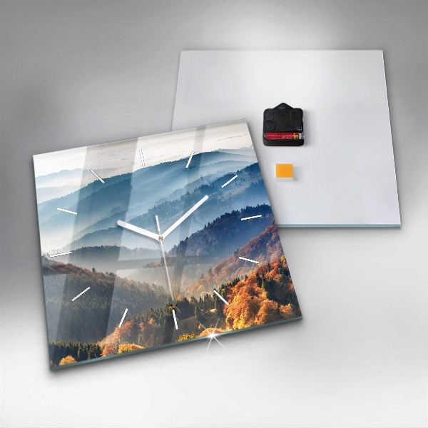 Skleněné hodiny čtvercové Horská krajina