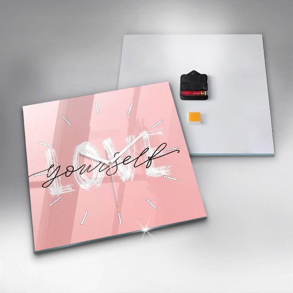 Skleněné hodiny čtvercové Nápis Miluj se